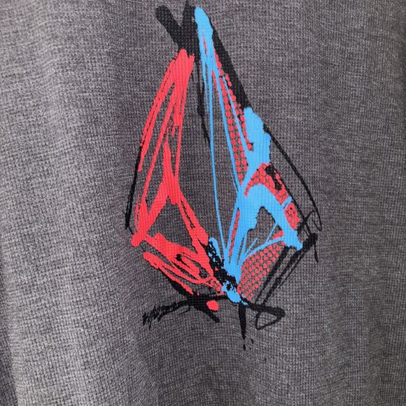 Y2K Volcom Waffle Men Knit L/S Skateboard Waffle Shirt Thermal Large Chest 39" - Picture 2 of 7